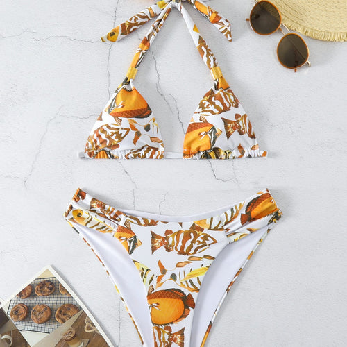 Dame Triangel-Bikini-Sæt med justerbart snøre-design Skovae