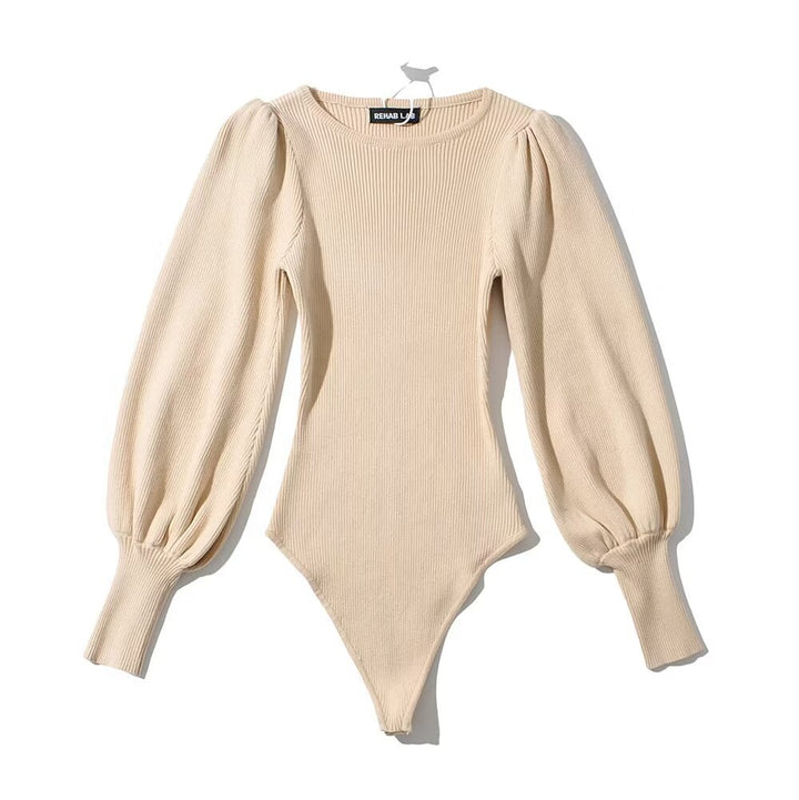 Dame Langærmet Bodysuit med rynker og ribbet design Stilla