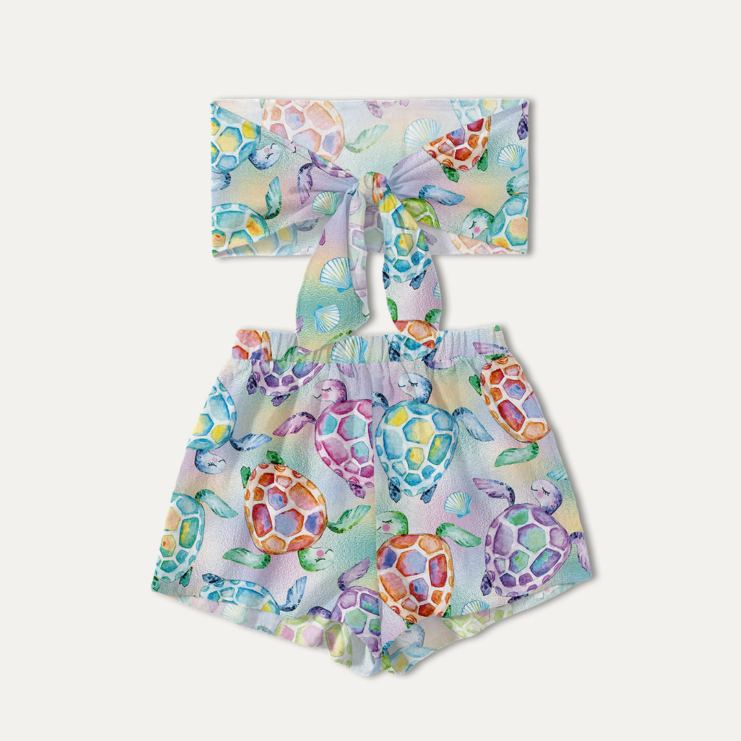 Dame trendy top med knudedetalje og glade havmotiv Stilla