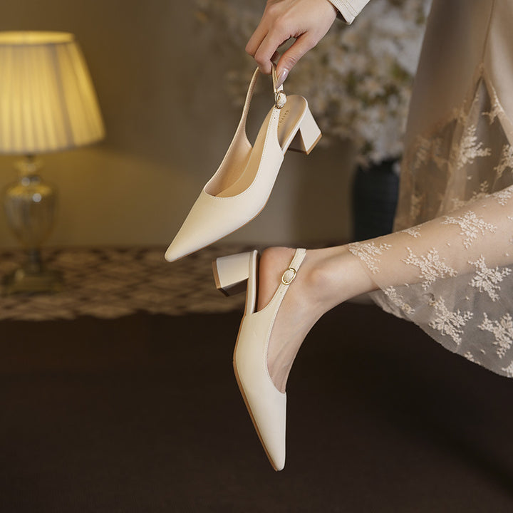 Dame Slingback Blockhæl Pumper med elegant Spids Udsnit-Design Stilla