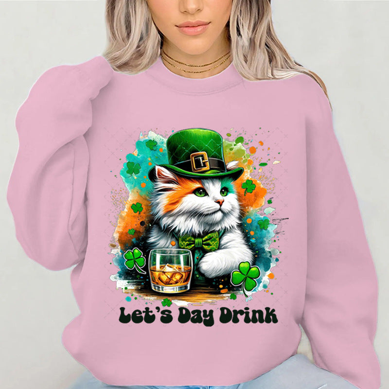 Kvinders sweatshirt med sjov katte-design og inspirerende tekst Stilla