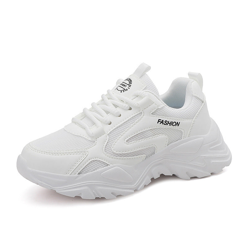 Dame nan voluminøs Plateau-lifestyle-sneaker med mesh- og kunstlædermix, polstret hæl og profileret dæmpningssokkel Skovae