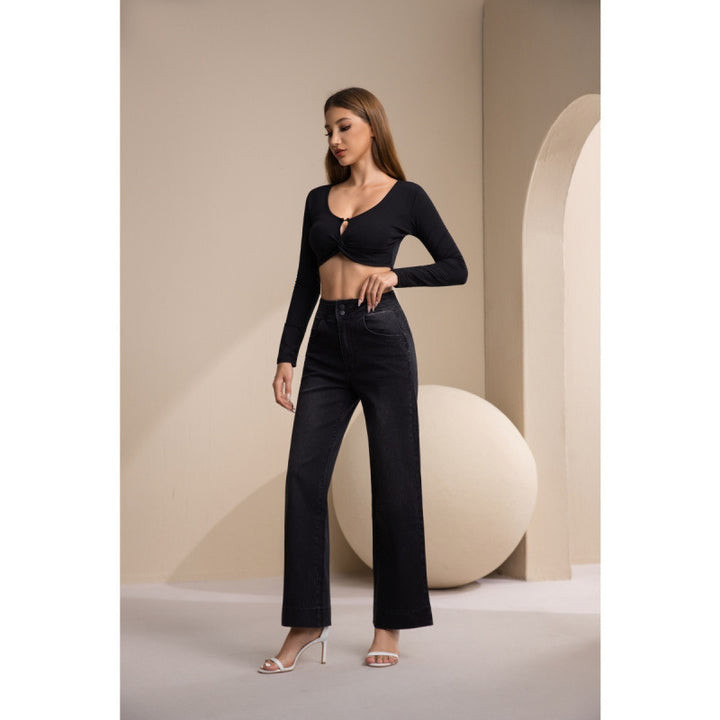 Dame brede High-Waist Jeans med klassisk snit og moderne touch Skovae