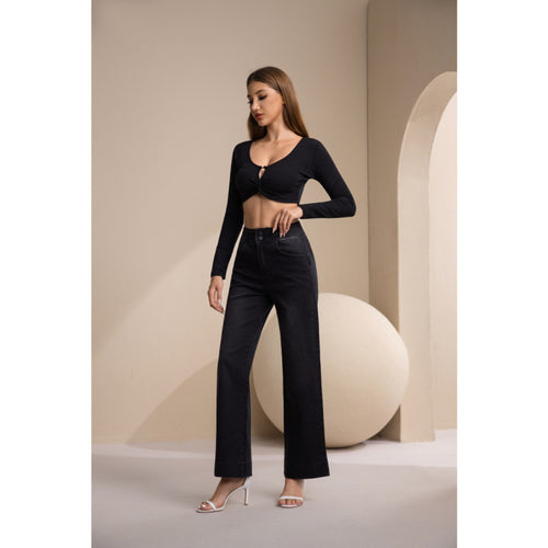Dame brede High-Waist Jeans med klassisk snit og moderne touch Skovae