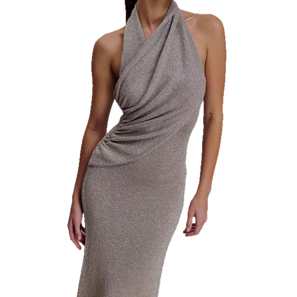 Damer Elegant Maxi kjole med skinnende stof og raffineret vavledetail Skovae