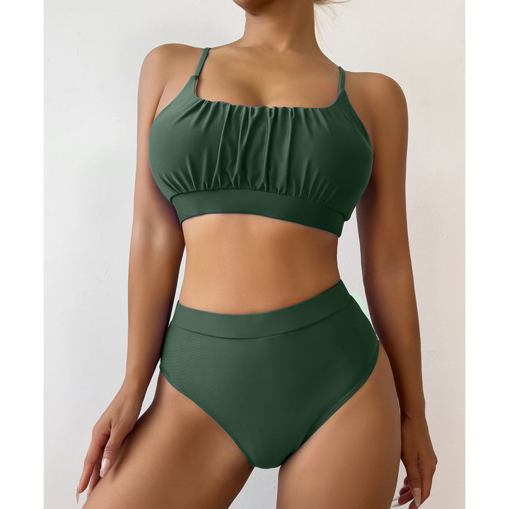 Damer Crop-Top Bikini-Sæt med høj talje og raffineret rynkning Stilla