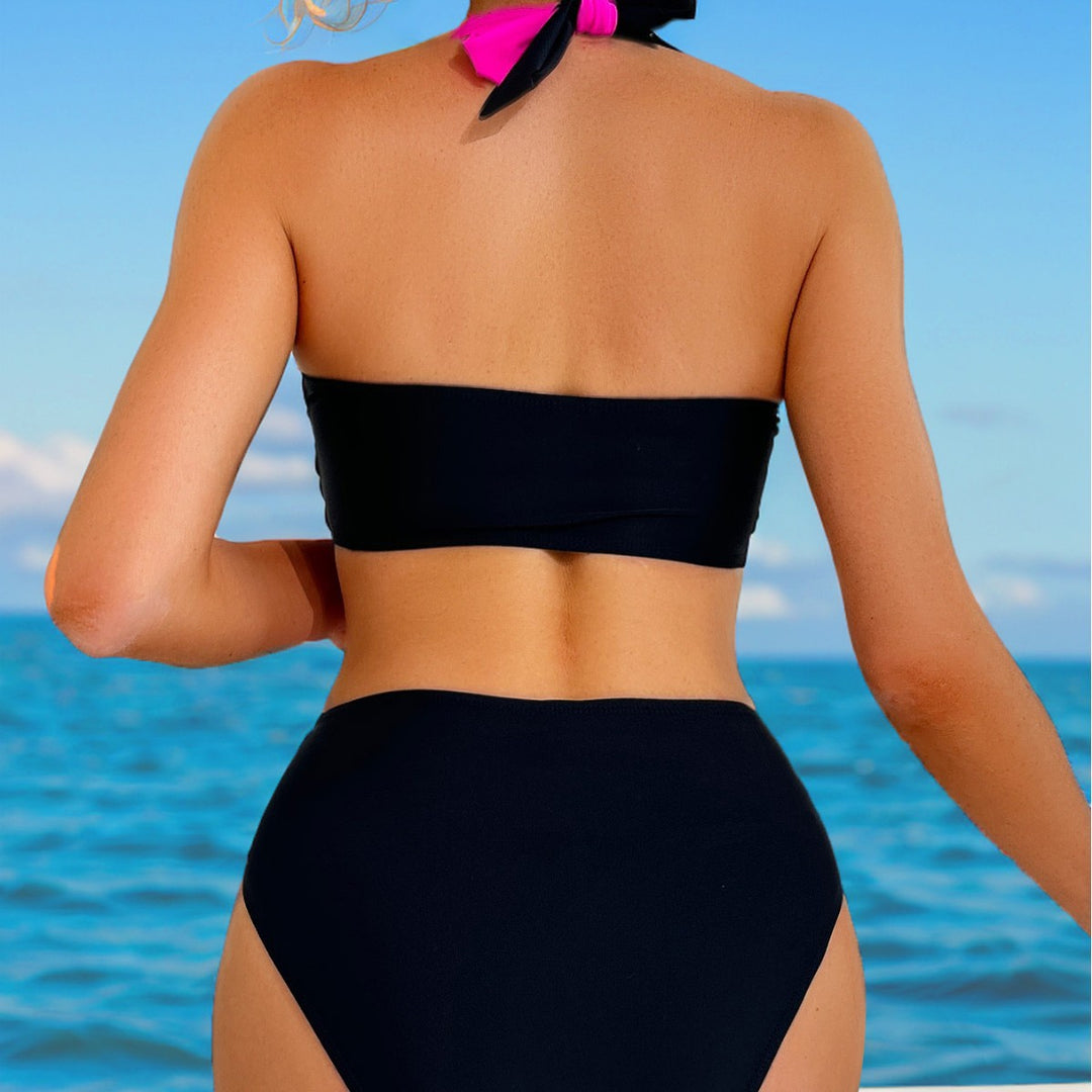 Damer Sporty Højskåret Bikini-Sæt med Vikkedesign Skovae