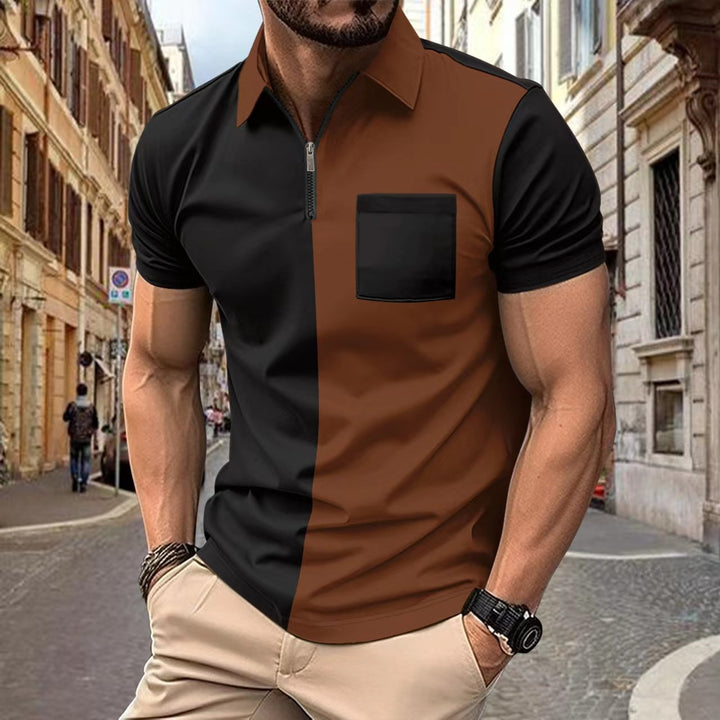Herren Polo-Shirt med moderne farveblokdesign Stilla