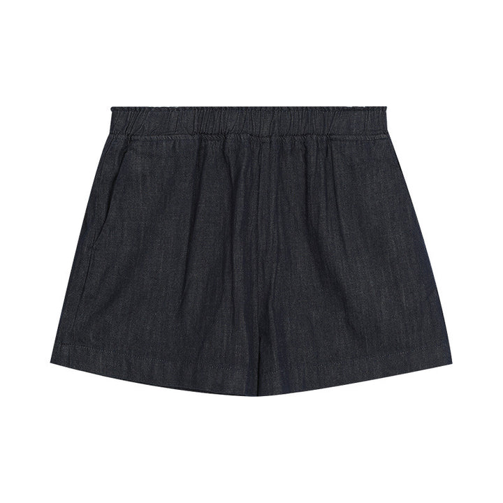 Dame korte denim shorts med elastisk talje og praktiske lommer Stilla