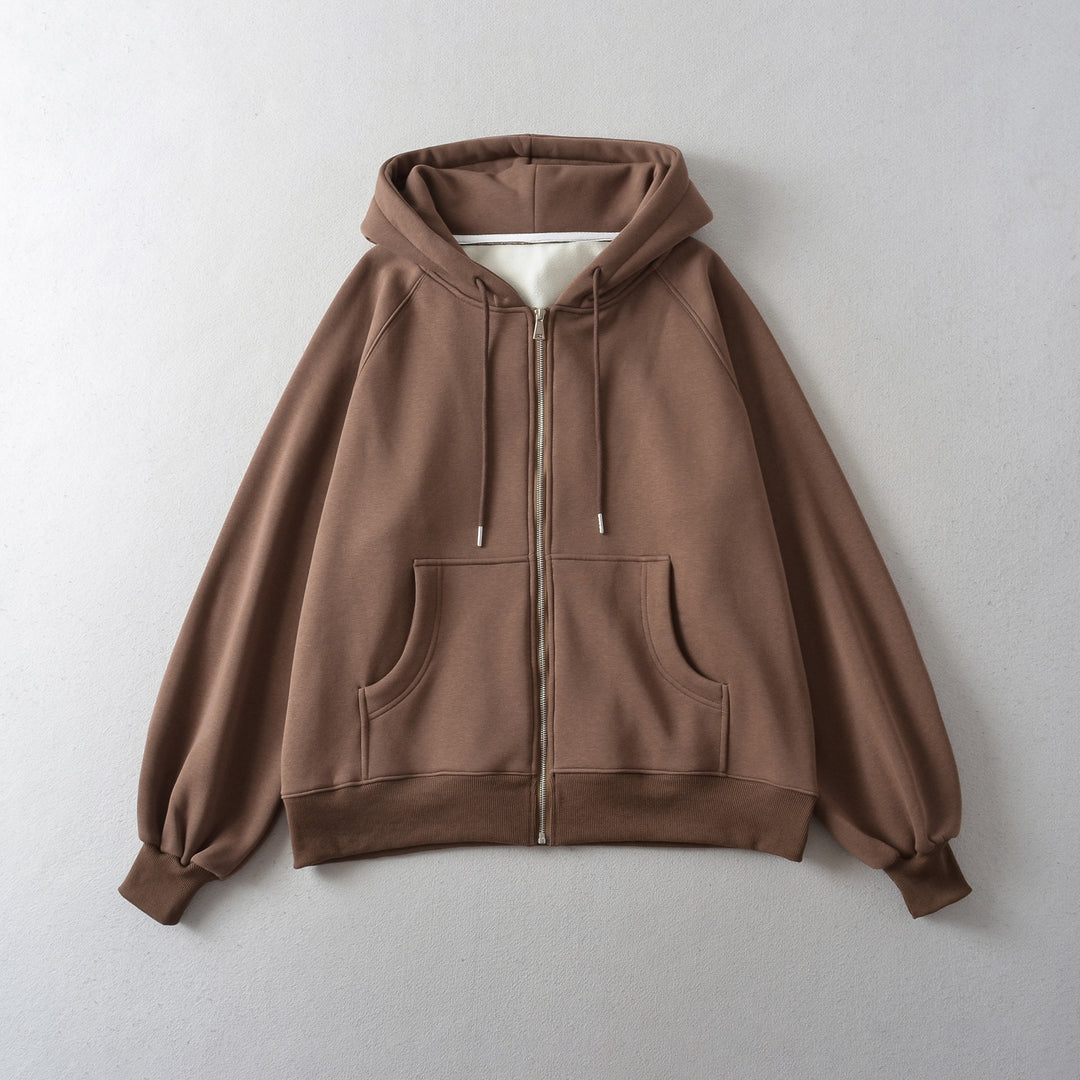 Dame afslappet hættejakke i oversized snit med sideindkapsling og høj kvalitet bomuldsblanding Stilla