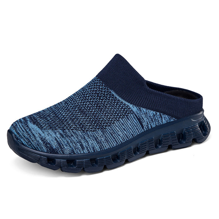 Unisex nan lette rejse-slip-on-mule med perforeret luftkammer-sål og sok-lignende strikskæft Skovae