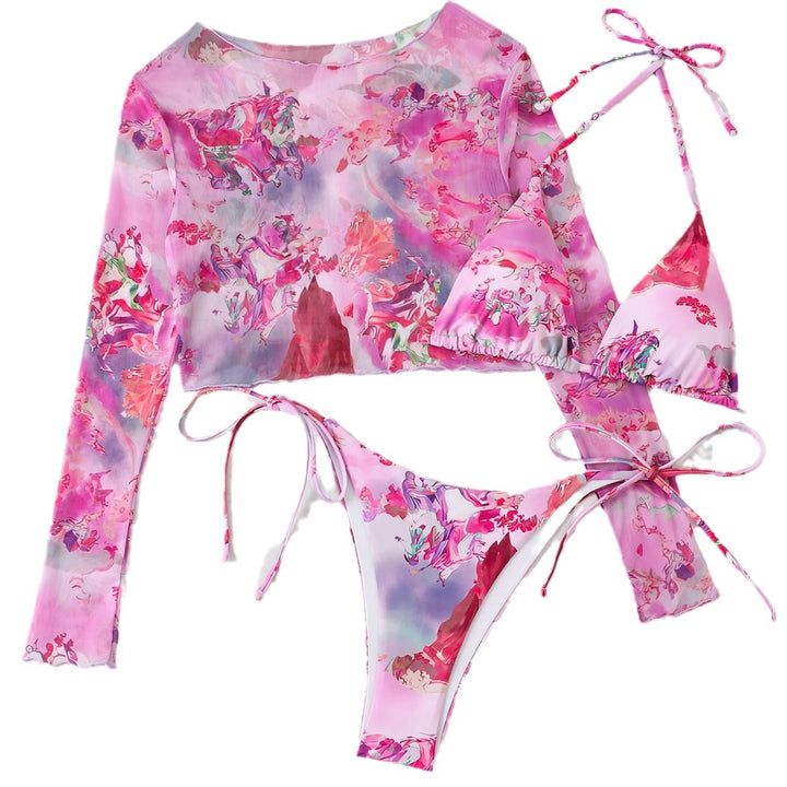 Damer Sporty bikini med langærmet crop-top overtøj og legende snøredetaljer Stilla