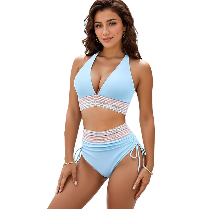 Dame Højskåret bikini med bred elastisk talje og dekorative detaljer Skovae