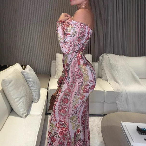Femme Off-Shoulder Floral Maxi Kjole Stilla