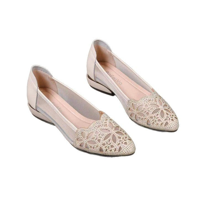 Dame elegante Ballerinas med floralt huldesign og behagelig sål Stilla