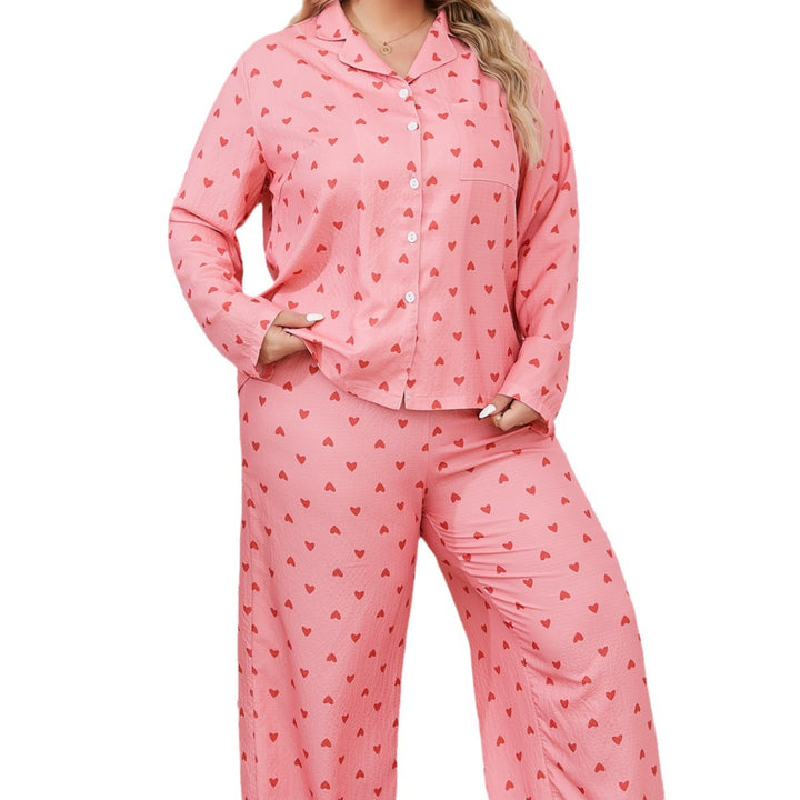 Dame pyjamasæt med legende hjerteprint og komfortabel pasform Stilla