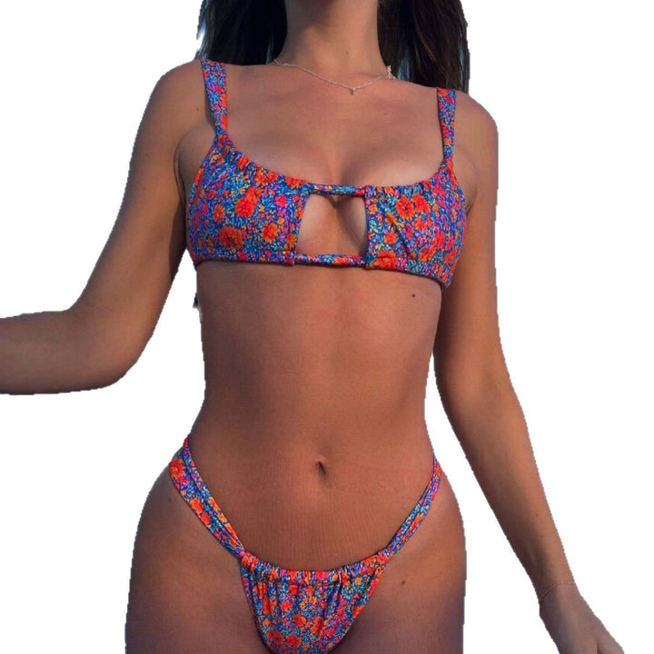 Dame bikini top med legende blomsterprint og justerbare stropper Stilla