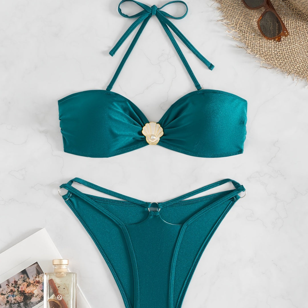 Dame bikini-sæt med glamorøs musling-detail og justerbare stropper Stilla