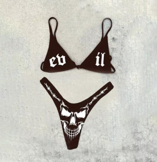 Dame Bikini-sæt med spændende grafikdesign Skovae