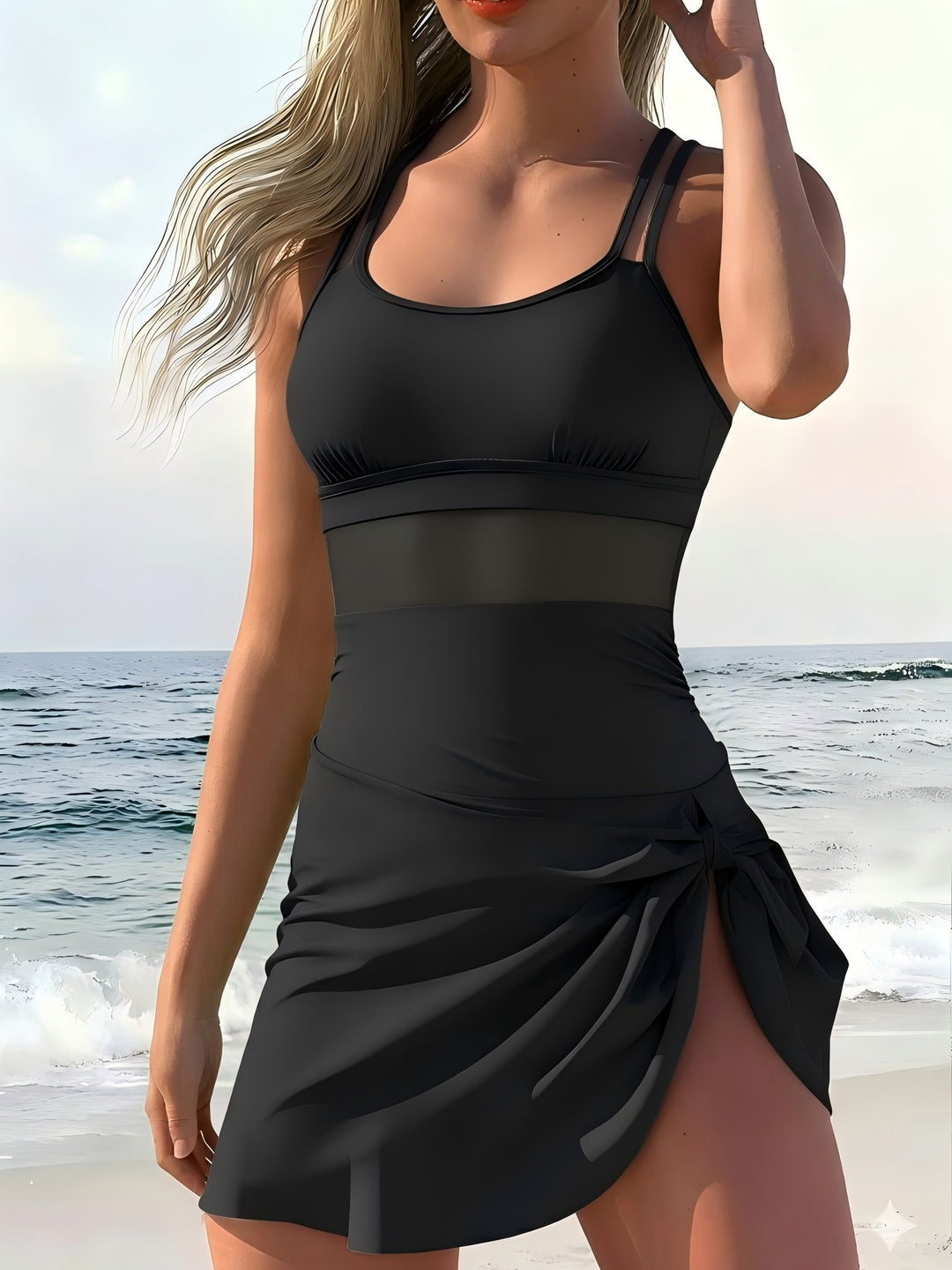 Dame Sporty Tankini med Wrap Skirt Skovae