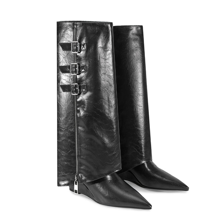 Femme Over-the-Knee Slouchy Stiletto Støvler med dekorative spænder Stilla