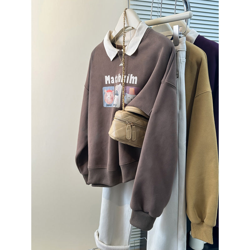 Femme Leges spillet grafisk sweatshirt med kontrastkrave Stilla