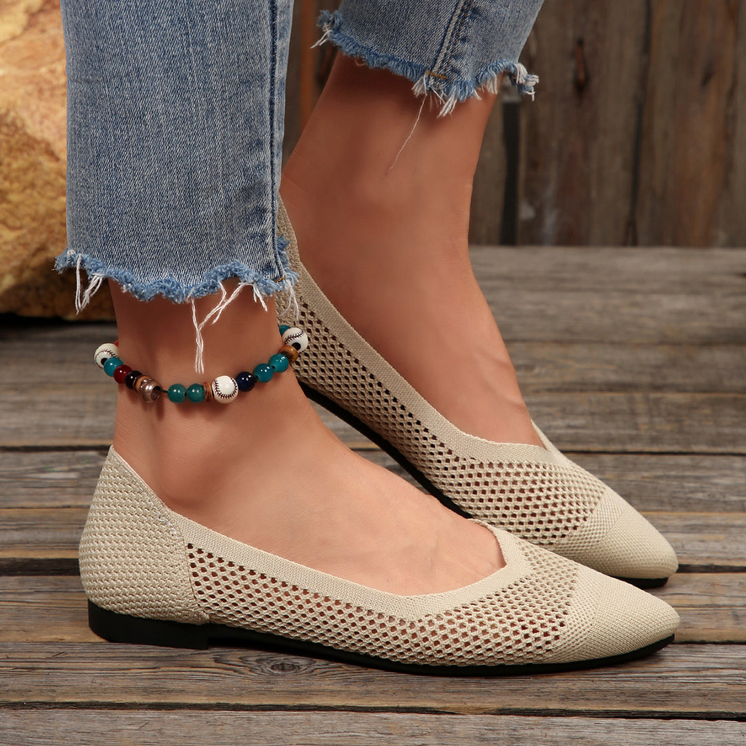 Dame Åndbare og elastiske Ballerinas med netdesign Stilla