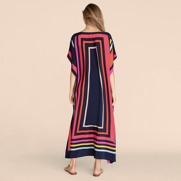 Dame Strandtunika med moderne geometrisk design Stilla