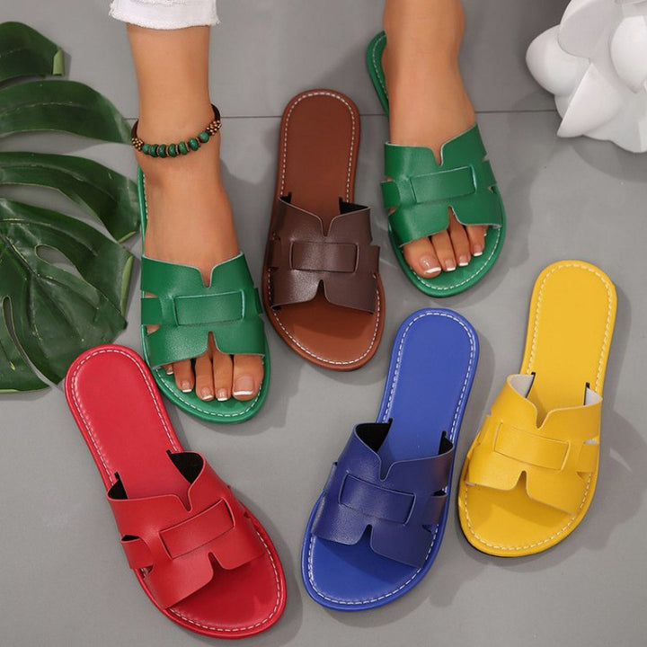 Dame nan flad Pantolette med splitrem-design og polstret komfortfodbed Skovae