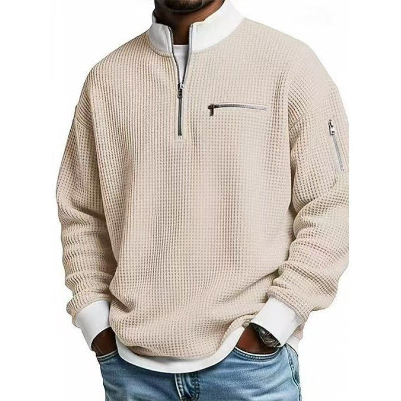 Mænds sweatshirt med høj krave og praktisk lynlås Skovae