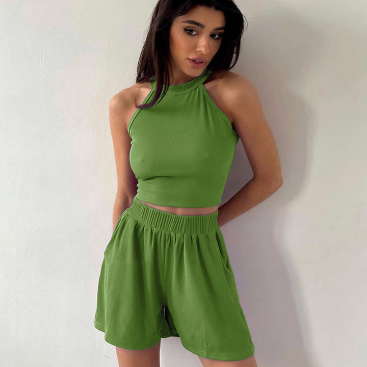 Dame Sporty Lounge-Sæt med cropped top og elastiske shorts Stilla