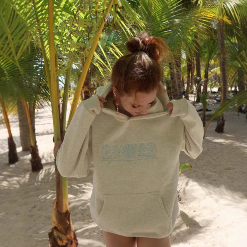 Kvindernes oversized hoodie med kreative grafik og komfortabel pasform Skovae