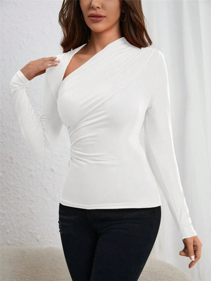 Dame elegant top med rynker og glitrende nederdel Stilla