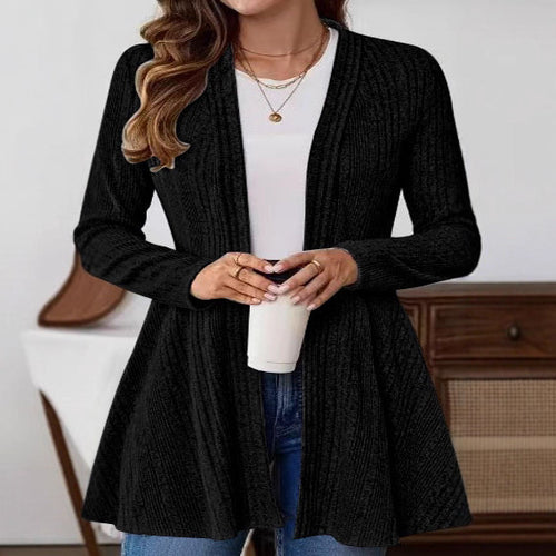 Dames lang cardigan med moderne rib design og skræddersyn Stilla