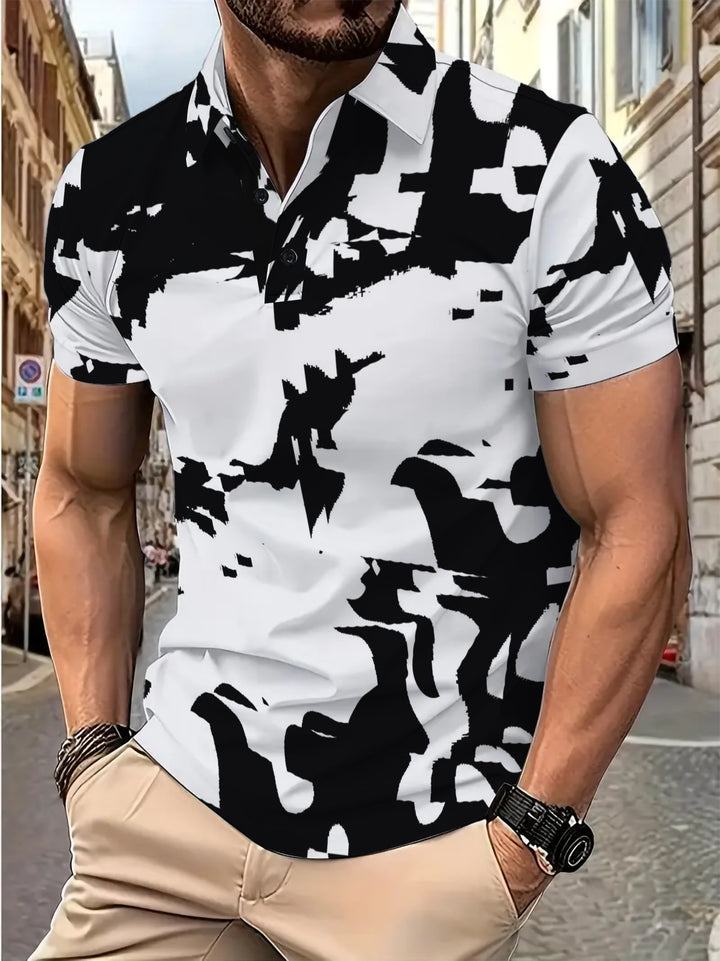 Herrer polo t-shirt i moderne monochrom design med åndbare egenskaber Stilla