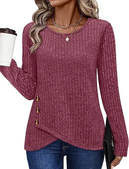 Damer fashionable og casual top med knapdetaljer Stilla