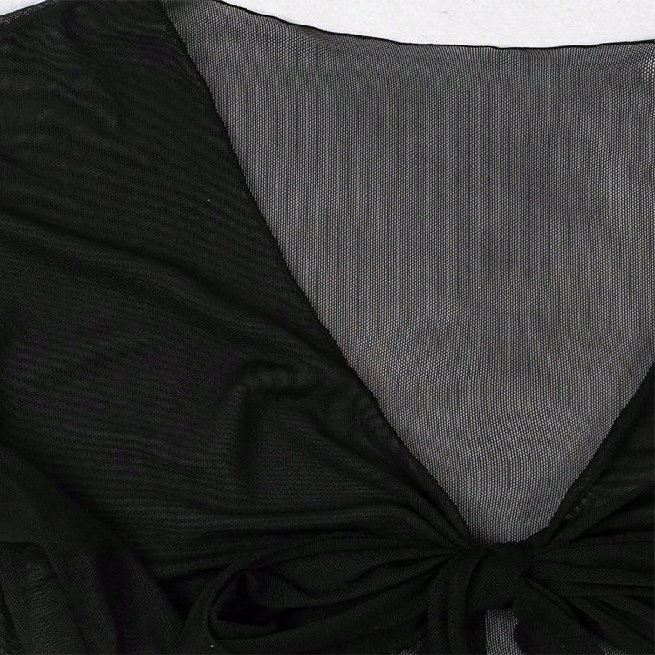 Dame Mesh Crop Top med dekorativ knude Stilla