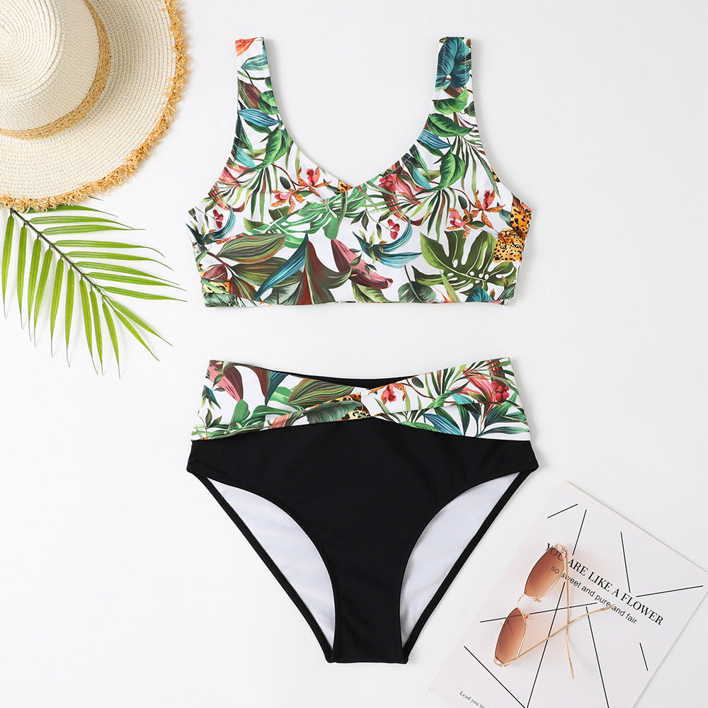 Dame bikini sæt med blomstret design og høj talje Stilla