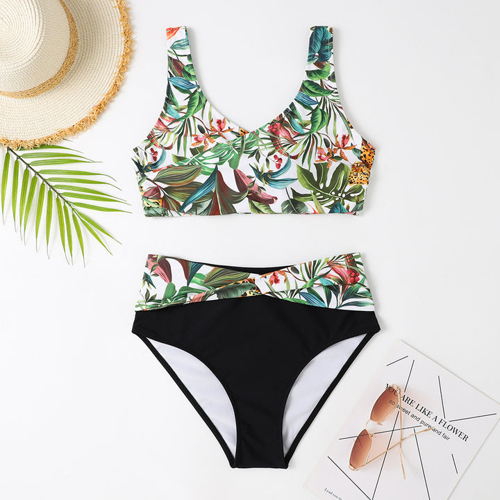 Dame bikini sæt med blomstret design og høj talje Stilla