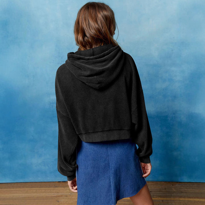 Dame cropped hætte sweatshirt med afslappet vaffelstruktur og lynlås Stilla