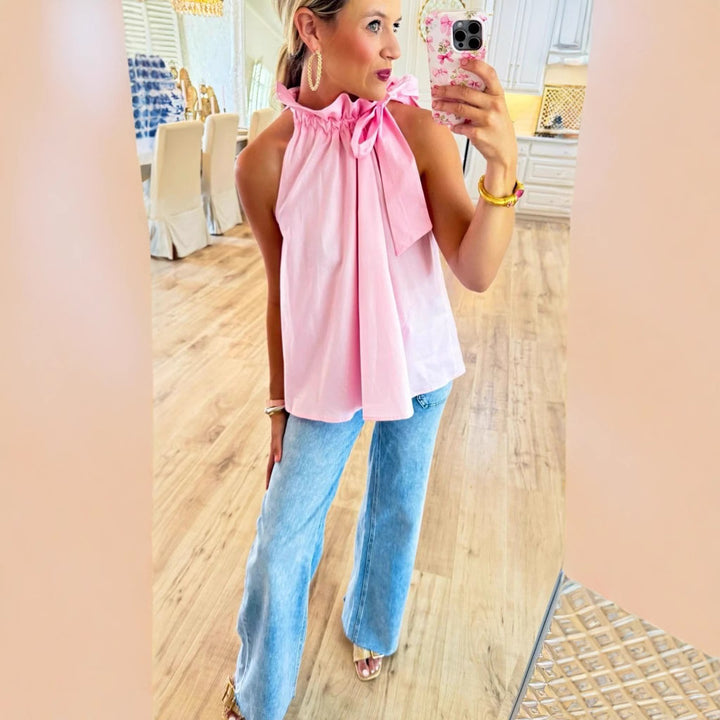 Dame trendy top med sløjfeaccent Stilla