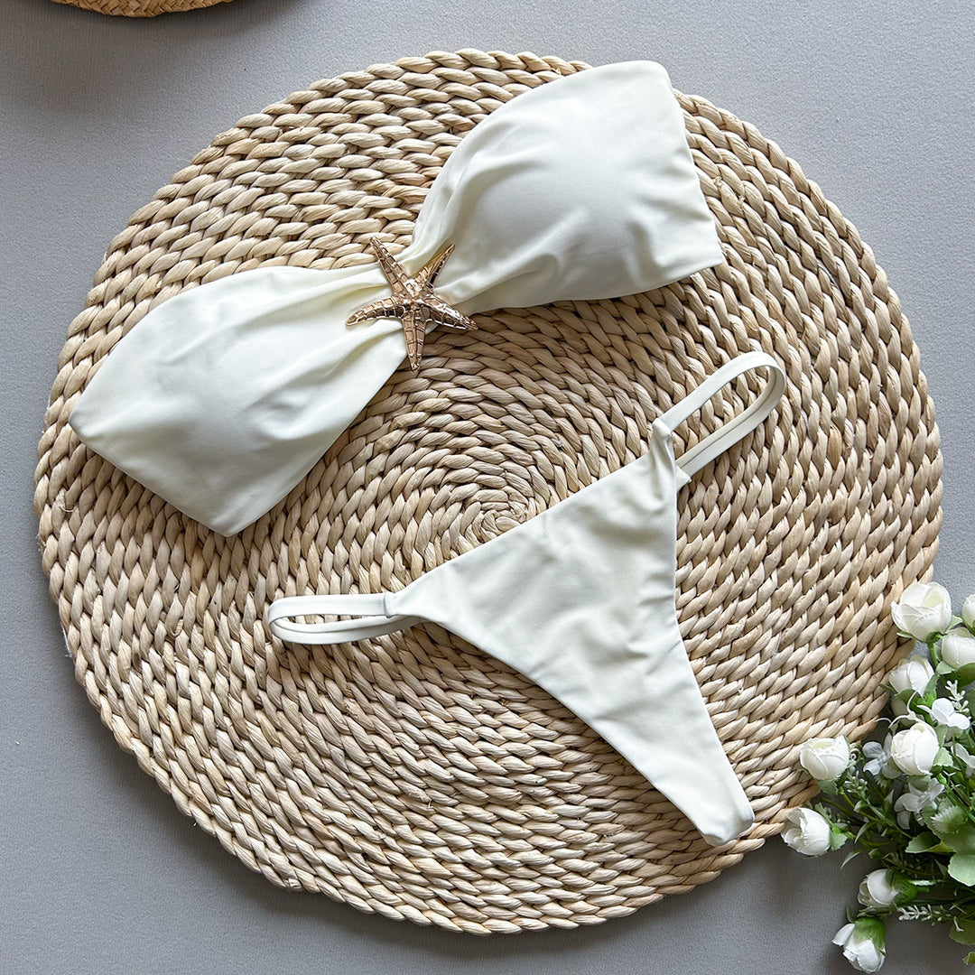 Dame Bikiniset med elegant sløjfedesign og pyntet brystområde Stilla