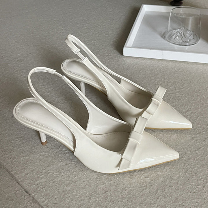 Dame Slingback Pumps med elegant sløjfedetalje og spids tå Stilla