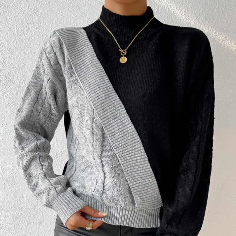 Femme Kabelstrik Farveblok Pullover Stilla