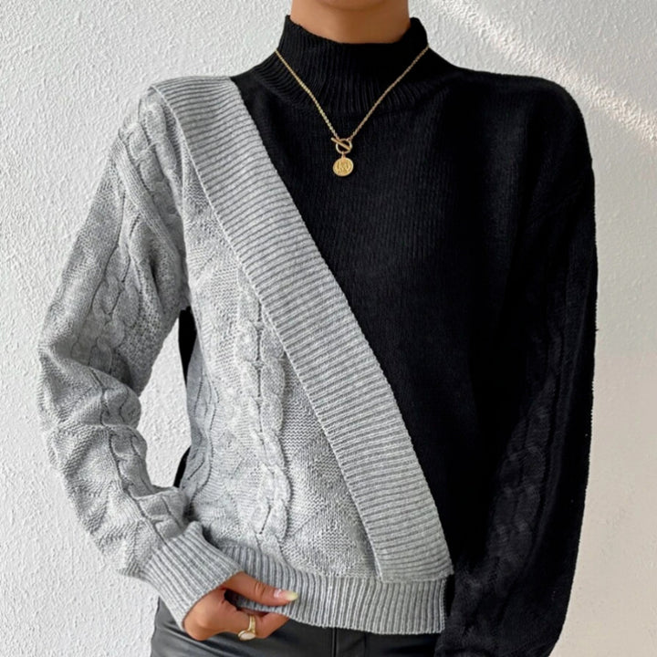 Femme Kabelstrik Farveblok Pullover Stilla