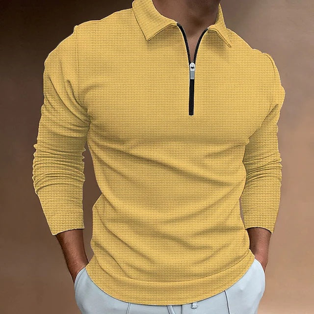 Herrer langærmet sportshem med lynlås og struktureret design Stilla