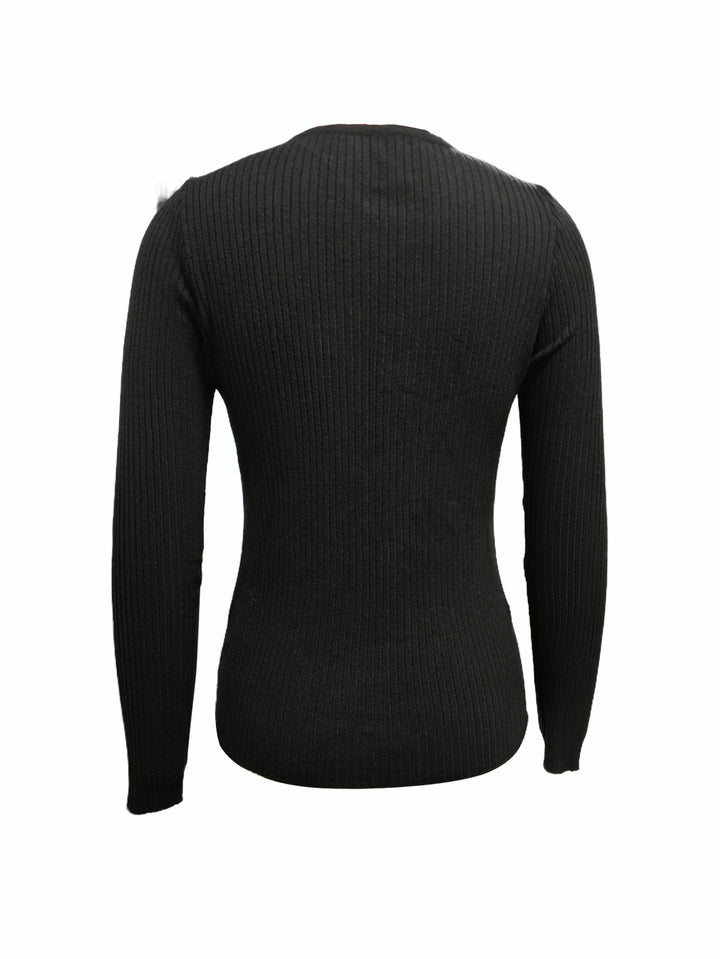 Dame strikkebluse med knapliste Stilla