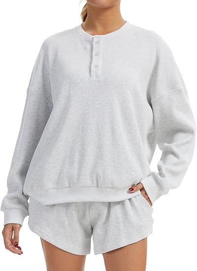 Kvinders afslappede oversized sweater og shorts sæt Stilla