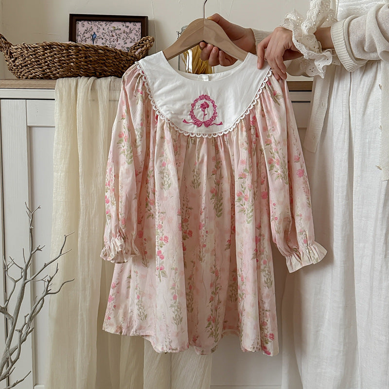 Pige Vintage Blomster Smock Kjole Stilla
