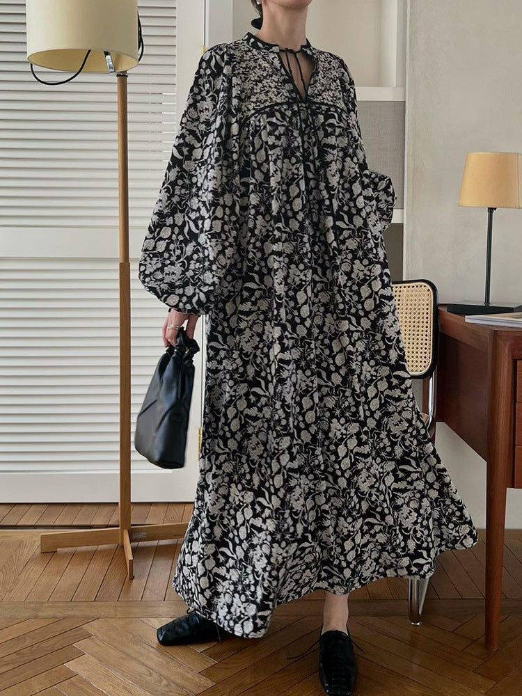 Dame Maxikjole i Boho-stil med pufærmer og blomsterprint Stilla